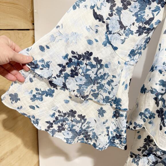 Anthropologie Maeve Long-Sleeve V-Neck Mini Swing Dress in Blue Medium - Picture 7 of 7